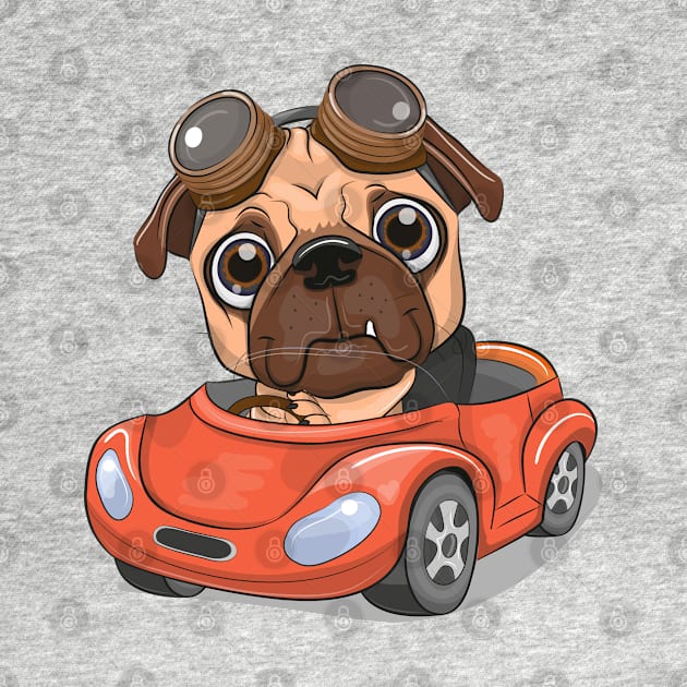 Cute bulldog driving a car by Reginast777